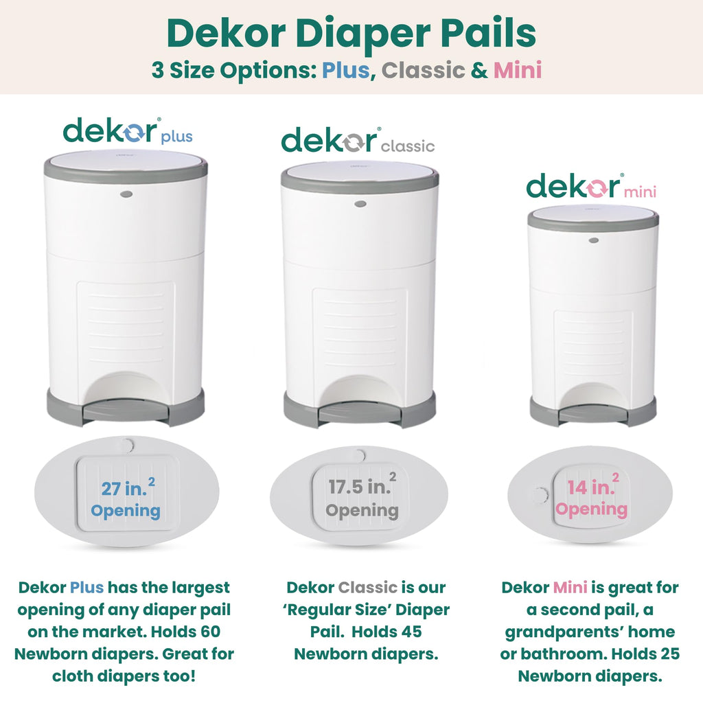 Diaper Dekor EKO Plus Diaper Pail Gift Set, White | ONLY Eco-Friendly Diaper Pail Made with 70% Recycled Materials | Comes with up to a Year's Supply Worth of Diaper Dekor Refills!