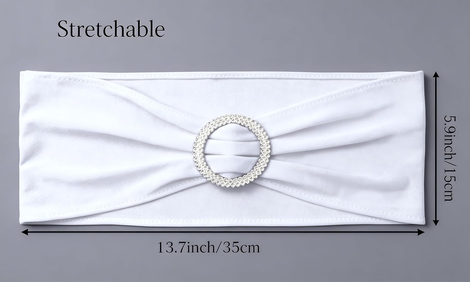 Skiennix White Spandex Chair Sashes - Pack of 50 Stretch Bands for Weddings & Events