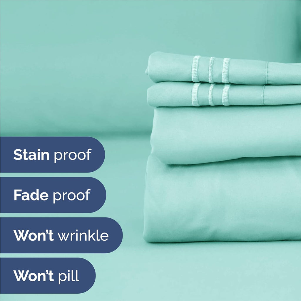 Split King Size 5-Piece Sheet Set | Comfy, Breathable & Cooling Bedding - Luxury Hotel Quality - Deep Pockets, Soft, Wrinkle-Free - Oeko-Tex Certified - Spa Blue