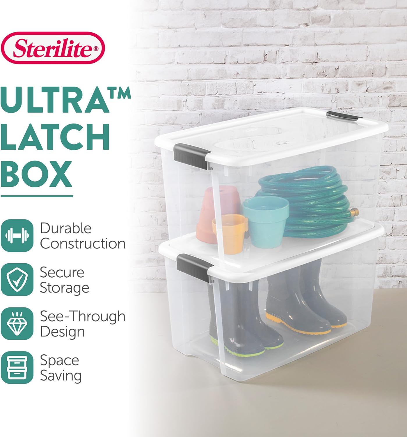 Sterilite 24-Pack Ultra Latching Storage Bins - Clear Plastic, 70 Quart Heavy-Duty Organizing Containers