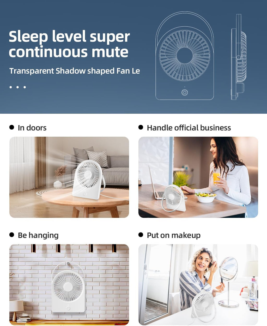 TUNISE USB Desk Fan - Portable Personal Fan with 3 Speed Settings | Quiet & Adjustable for Home or Office