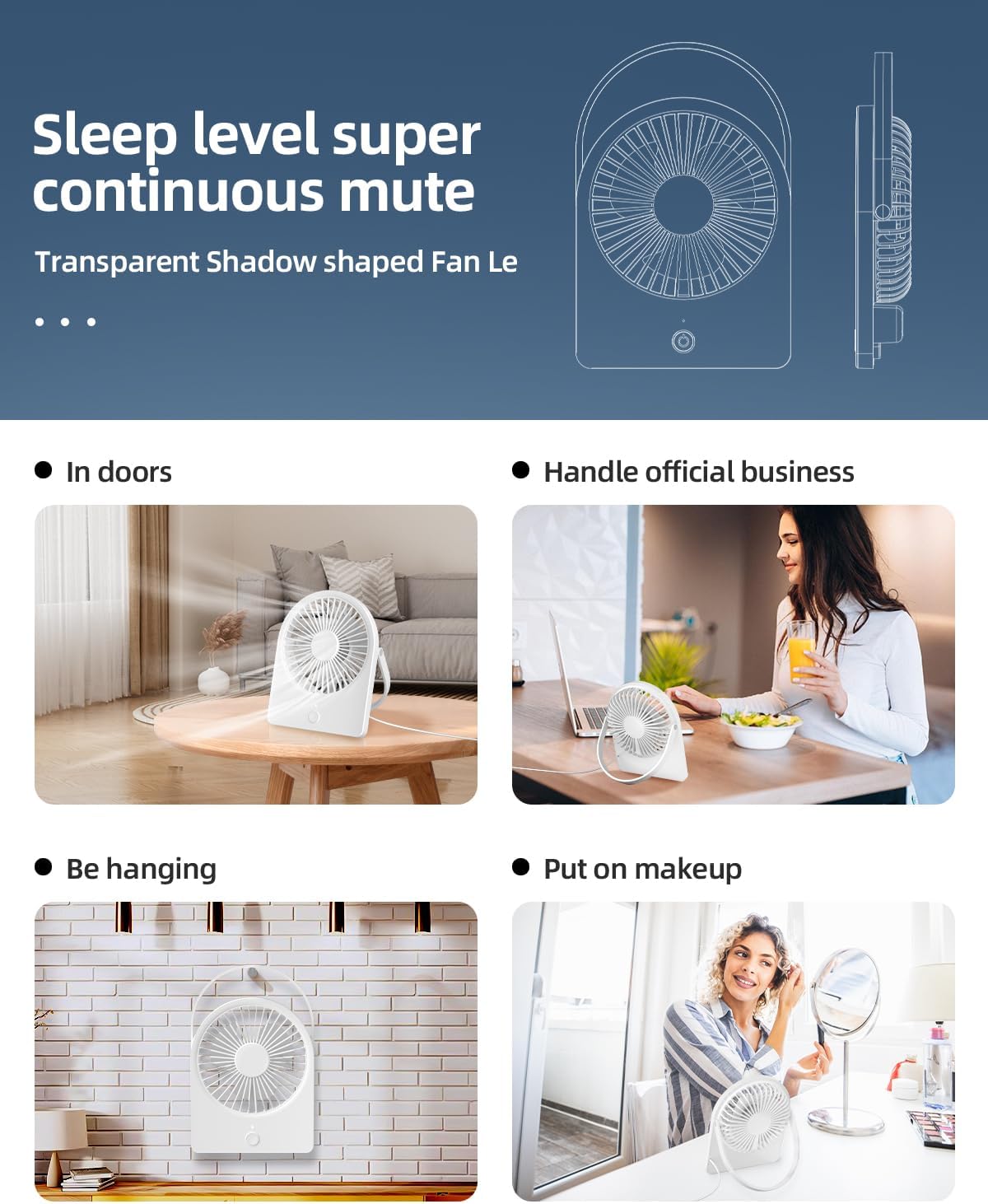 TUNISE USB Desk Fan - Portable Personal Fan with 3 Speed Settings | Quiet & Adjustable for Home or Office