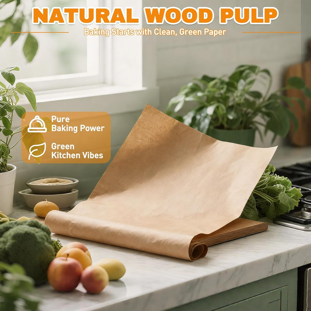 Skiennix Parchment Paper Sheets - 200 PCS Unbleached Non-Stick Baking Sheets | 12" x 16" Size
