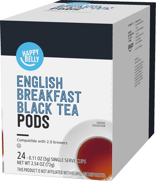 Happy Belly - English Breakfast Tea Pods | 24 Count Compatible with 2.0 K-Cup Brewers