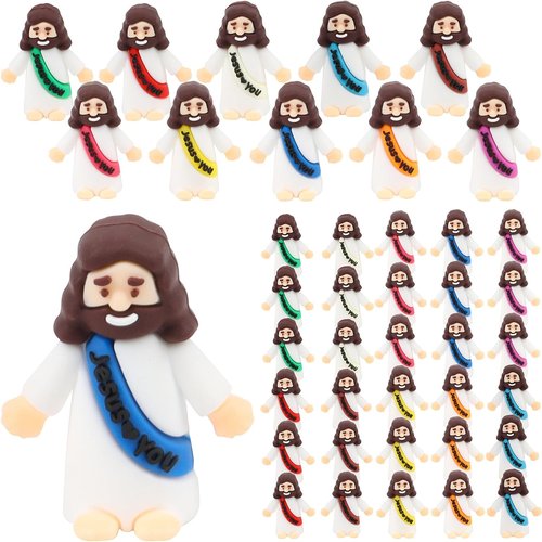 KIMOBER Mini Jesus Figures - 30pcs Colorful Pocket Figurines for Easter Gifts & Baptism Celebrations
