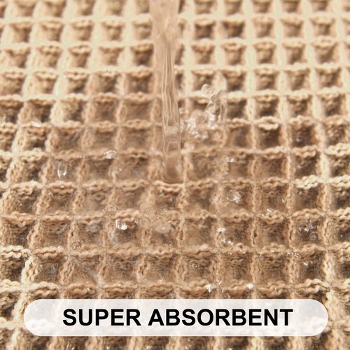 Hiasan Waffle Bath Mat, Super Absorbent Non Slip Bathroom Boho Rug with Tassels, Machine Washable Bath Mats for Bathroom, Ultra Soft Rubber Backed Rug, Brown, 20 x 32 Inches