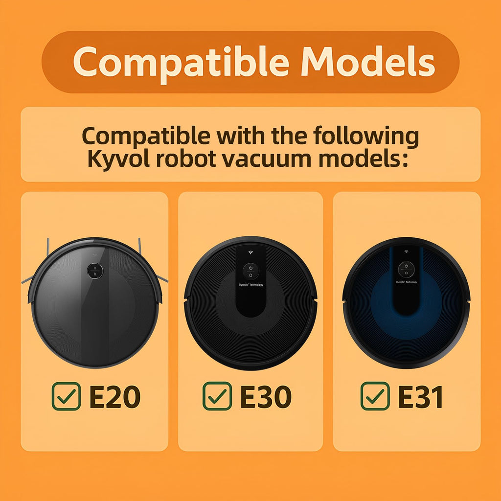 HUIZHEN Replacement Parts Kit for Kyvol Cybovac E20, E30, E31 Robot Vacuum Accessories, 2 Main Brush, 6 Side Brush, 6 Hepa Filter, 1 Cleaning Tools (15PCS)