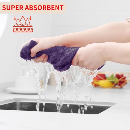 Homaxy 100% Cotton Waffle Weave Dish Cloths - Ultra Soft & Absorbent, Quick Drying | 12x12 Inches, 6-Pack, Eggplant