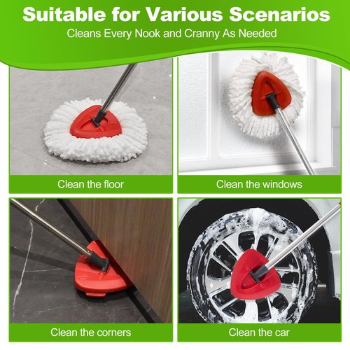Mop Heads Replacements for O Ceda,Mop Replace Head for Oceda Easywring 1 Tank,Include 3 Spin Mop Replacement Head 1 Scrub Brush and 1 Mop Base Deep Cleaning & Machine Washable