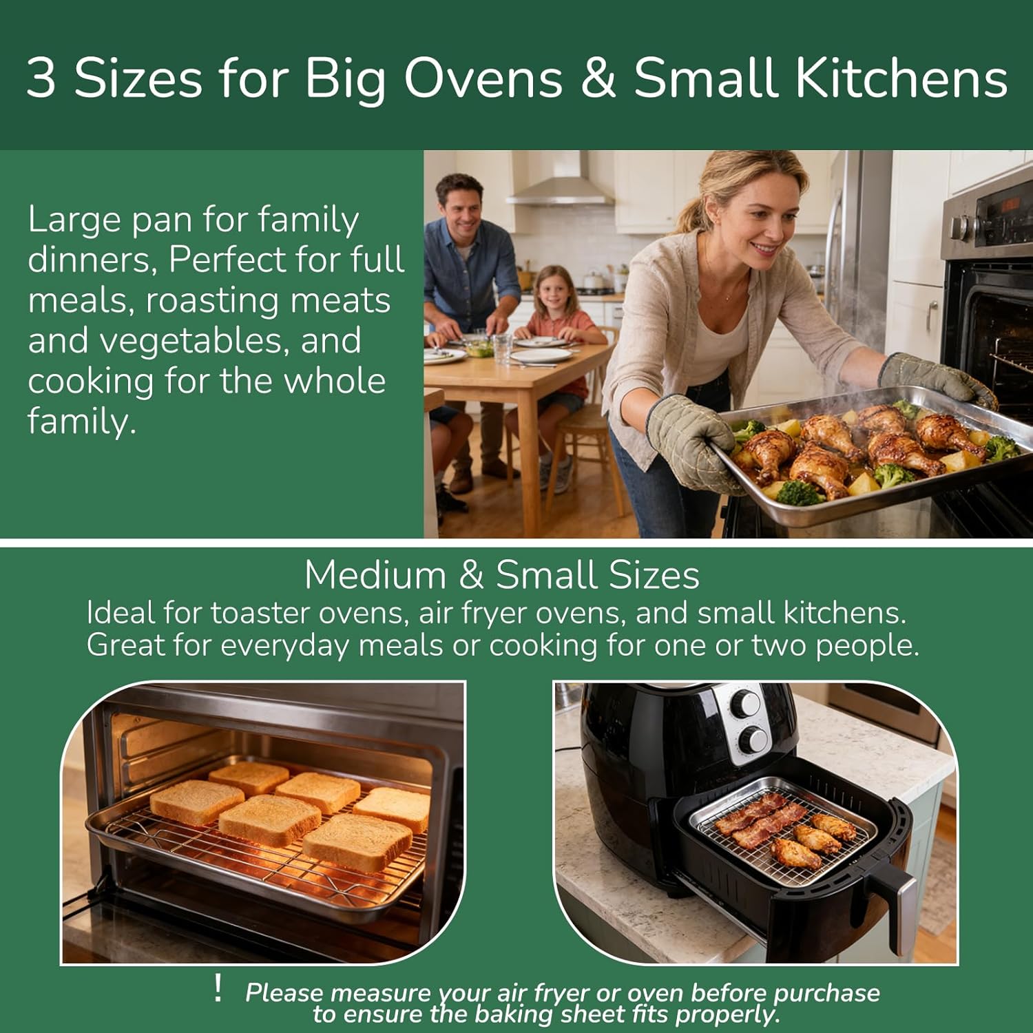 Skiennix 18/0 Stainless Steel Baking Sheet Set - Oven-Safe, Non-Toxic & Rust Resistant | Set of 6, Easy to Clean