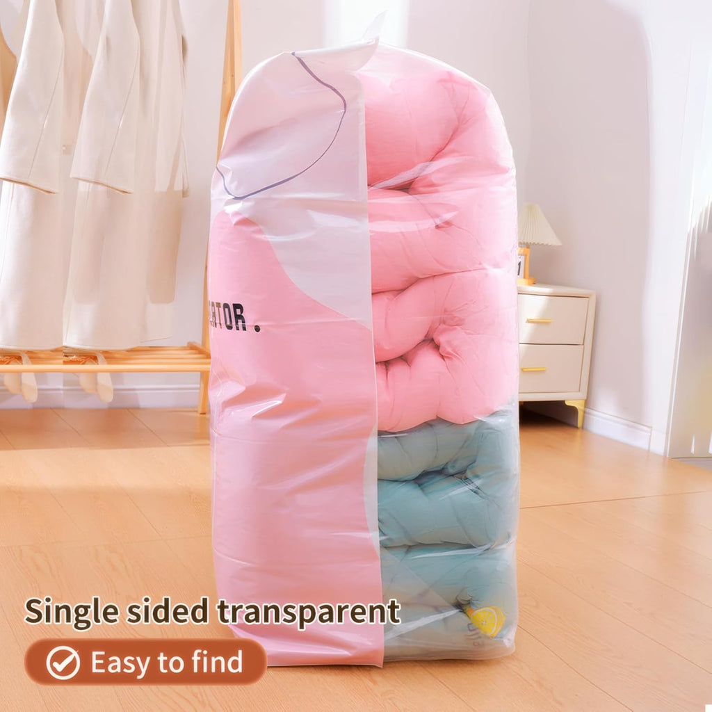 Skiennix Vacuum Storage Bags - 4 Pack Space Saver Bags with Hand Pump for Clothing & Travel