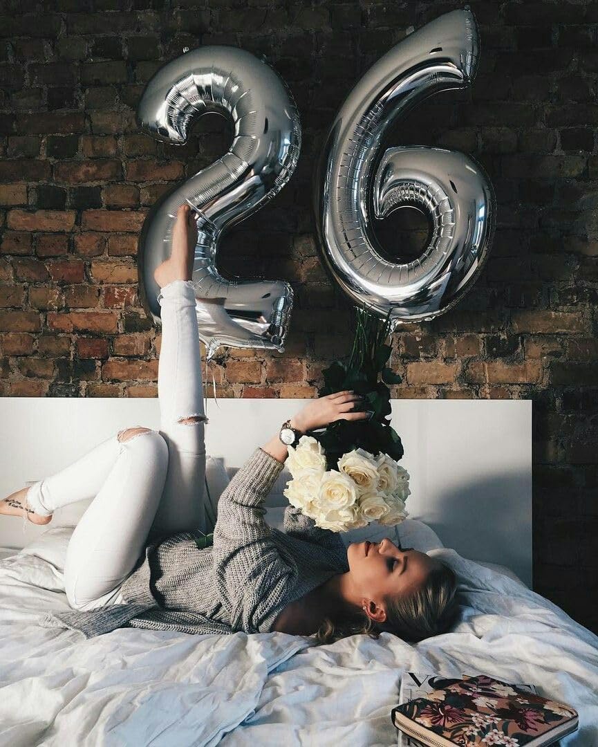 Skiennix 40-Inch Silver Balloon Number - Perfect Sweet 16 Birthday Decorations for Memorable Photo Shoots