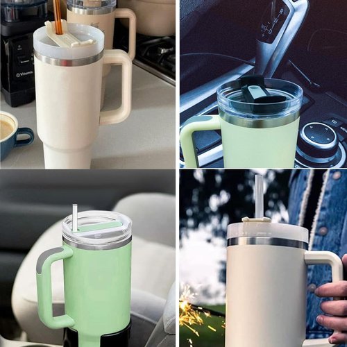 40oz Tumbler Lids Replacement for Stanley Cup,Replacement Spill Proof Splash Resistant Tumbler Lids Reusable Tumbler Cover for Stanley and More Coffee Mugs (Light Green+Dark Grey)