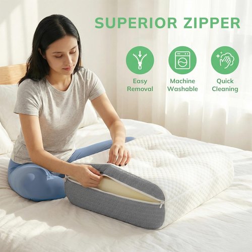 baibu Leg Elevation Pillow, Dual-Layer Design Knee Pillow for Back Sleeping, Leg Elevating Pillow to Raise Feet for Circulation, Knee Support, Leg Elevation, Back Pain Relief, 1PC, White