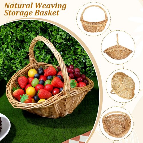 Abaodam Wicker Picnic Basket - Stylish Willow Design for Weddings, Picnics & Toy Storage