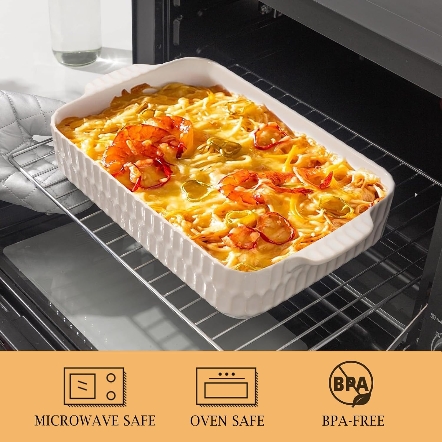Regine Switzerland 4.7QT Casserole Dish - Large 9x13” Ceramic Lasagna Pan with Handles | Perfect for Baking and Gifts
