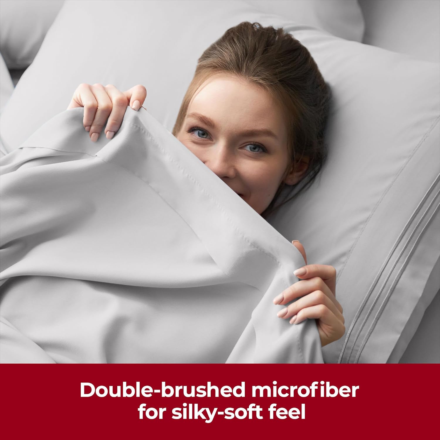 Mellanni Extra Deep Full Sheets - Hotel Luxury, Ultra Soft & Cooling Bedding - Wrinkle & Stain Resistant (Light Gray)