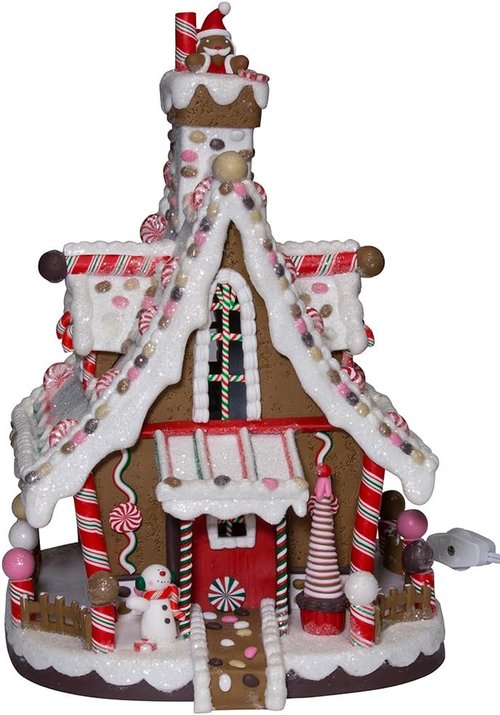 Kurt Adler 12-Inch Lighted Gingerbread House | Festive Holiday Decor for Christmas