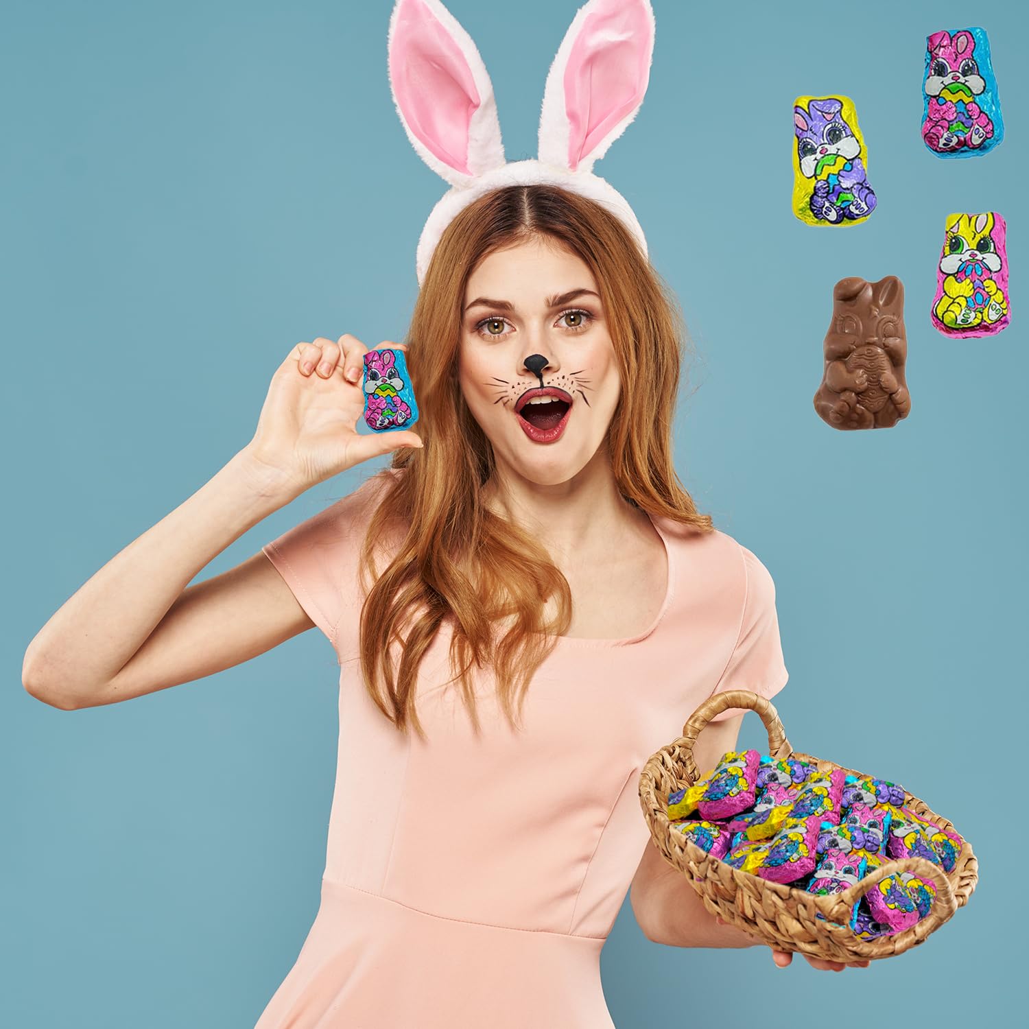 Skiennix Easter Bunnies - Smooth & Creamy Party Bag Fillers | Individually Wrapped Multicolor Foils (1 lb)