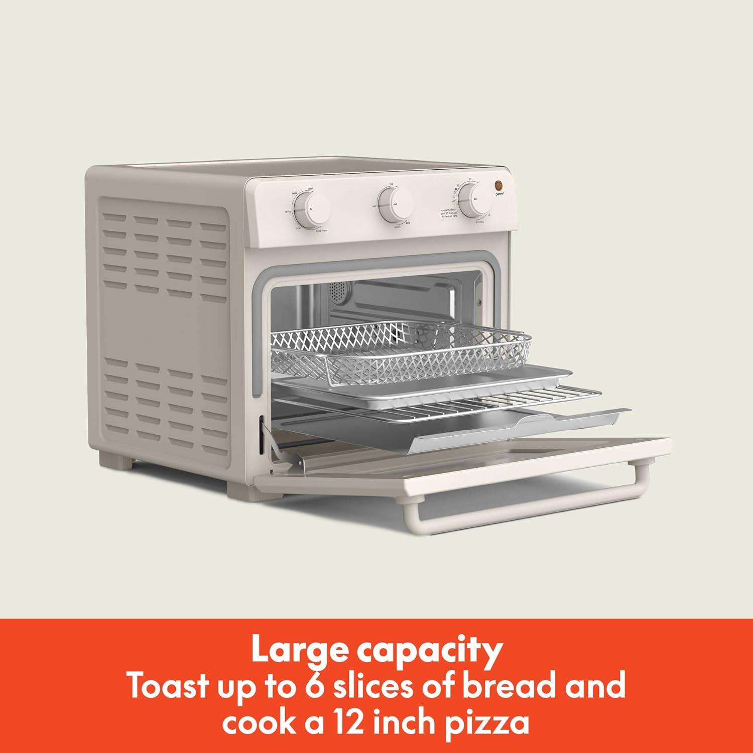 Bella Air Fry Toaster Oven - 7 Cooking Options, Dishwasher-Safe Trays, 1700W, Oatmilk Finish