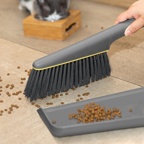 Lumkew Small Broom and Dustpan Set, Hand Mini Dust-Pan and Brush, Handheld Portable Compact, 1 Piece, Gray