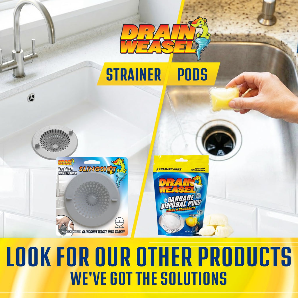 Drain Weasel Garbage Disposal Pods Cleaner and Deodorizer, Sink Odor Eliminator with Foaming Action, Septic-Safe Enzyme Formula, Fresh Lemon Scent, Pack of 5