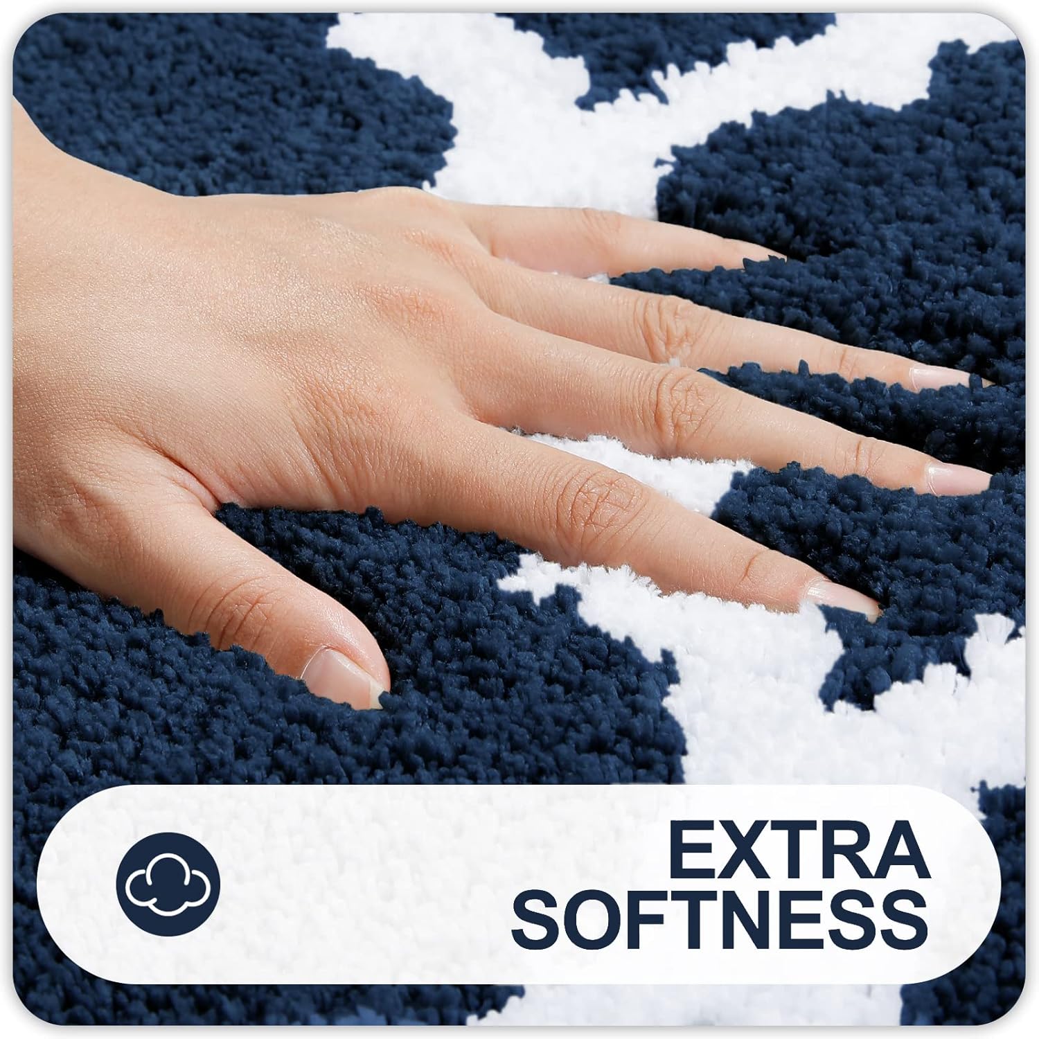 OLANLY Bathroom Rugs - Soft, Absorbent Microfiber Non-Slip Mats | 30x20 Navy Shower Carpet