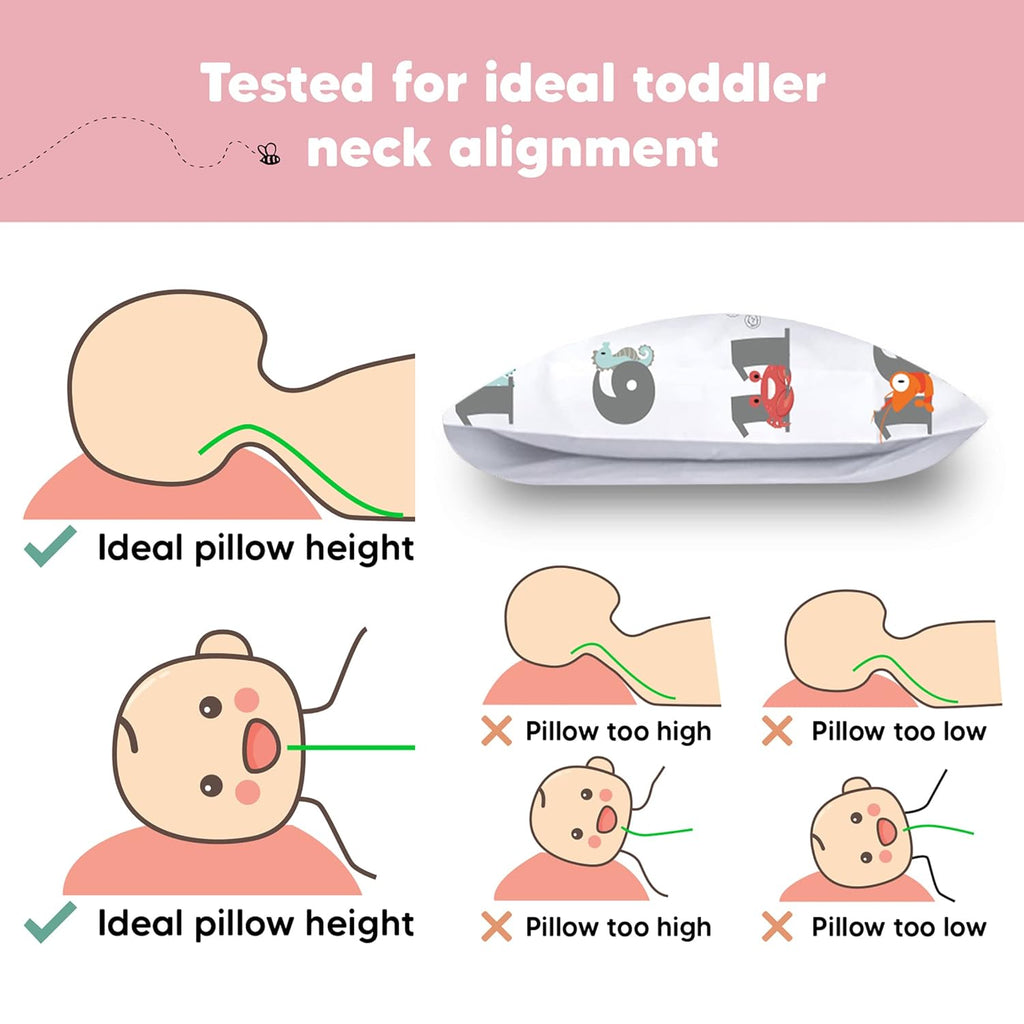 My Little Dreamy Toddler Pillow - Organic Cotton Travel Bed Pillow with Soft Pillowcase | 13x18 Inches, Machine Washable for Ages 2-5