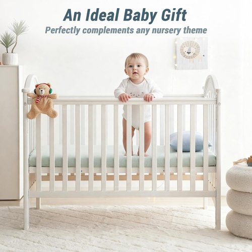 Bailix Heavyweight Muslin Baby Crib Sheets - 2-Pack 52"x28" Organic Cotton Fitted Sheets | Soft & Breathable (Blue, Light Green)