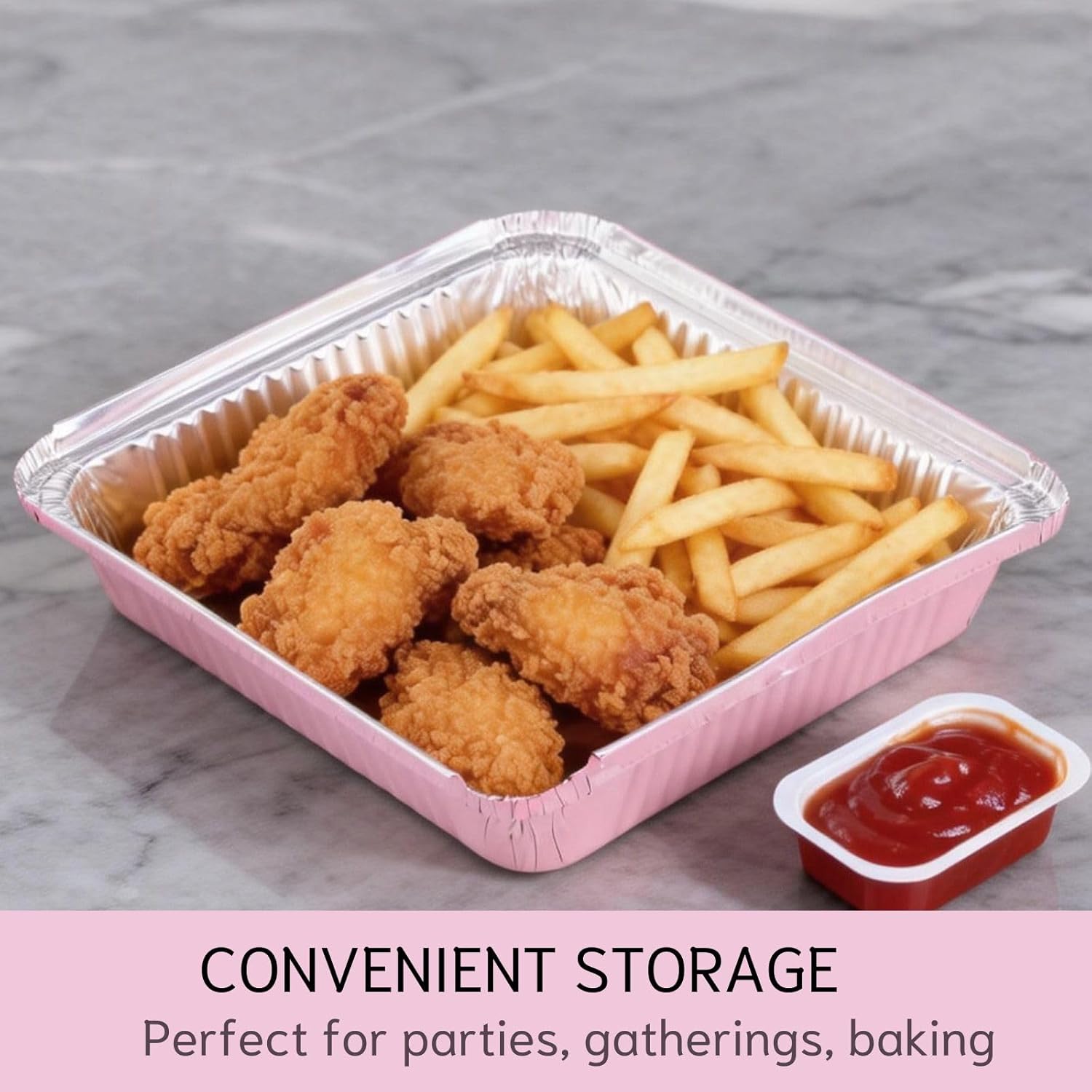Skiennix 8x8 Square Aluminum Baking Cake Pans - 40 Pack with Clear Lids for Easy Food Storage