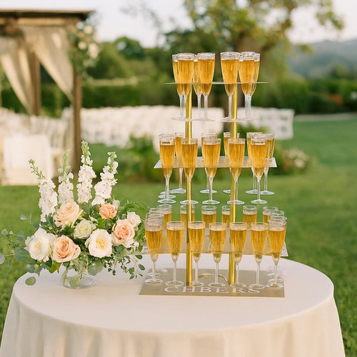 Oftest Metal Champagne Flute Holder Stand for Party – 3-Tier Champagne Tower Display Holds 42 Glasses, Gold Champagne Stand Holder for Wedding, Event, Celebration (Gold, Rectangle)