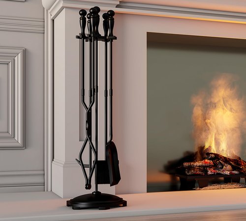 Fire Beauty Fireplace Tools Set 5 Pieces Wrought Iron Fire Tool Set for Outdoor/Indoor Fireplace Accessories Set