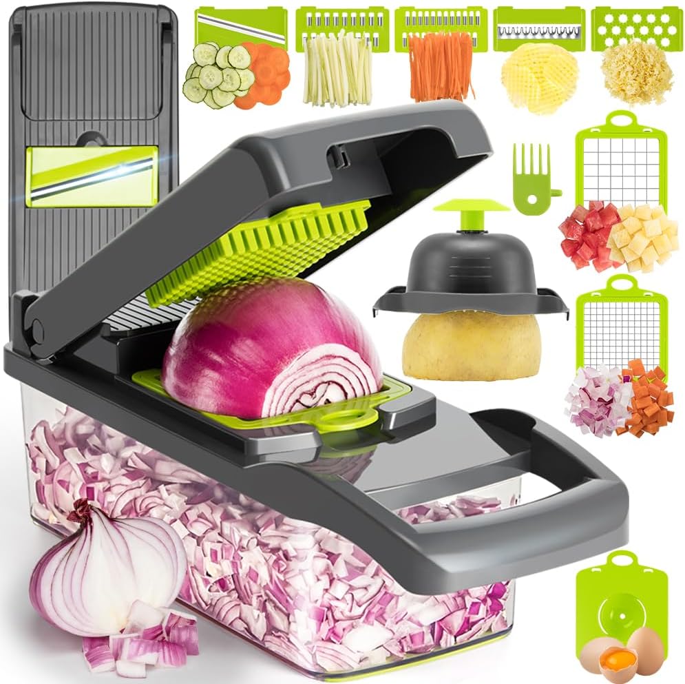 Badelite Multi-Function Vegetable Chopper - 12-in-1 Pro Veggie Slicer & Dicer with Container for Easy Food Prep