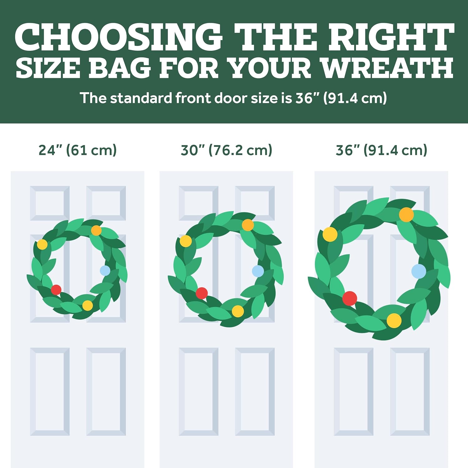 ZOBER Christmas Wreath Storage Container - 24 Inch Dual-Zippered Bag with Durable Handles - Red