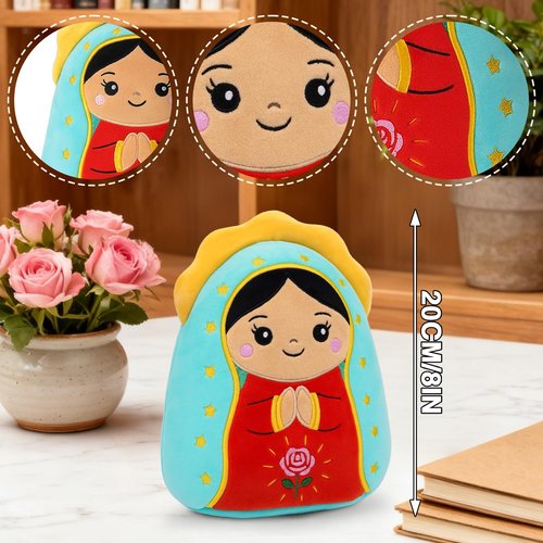 InIsaJace Lady of Guadalupe Plush Pillow, 8 Inches Jesus Plush Stuffed Doll Religious Virgin Maria Plushies Toys Gifts, Christian Easter Christmas Party Favors Decorations