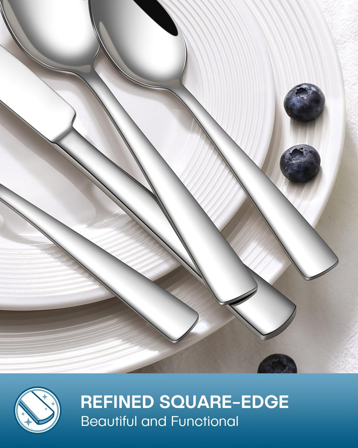 Stapava 60-Piece Silverware Set - Food-Grade Stainless Steel Flatware for 12 | Mirror Polished & Dishwasher Safe