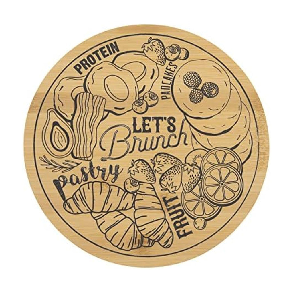 Copco Bamboo Lazy Susan Kitchen Turntable for Entertaining, Let's Brunch DIY Design, 10-Inch, Bamboo