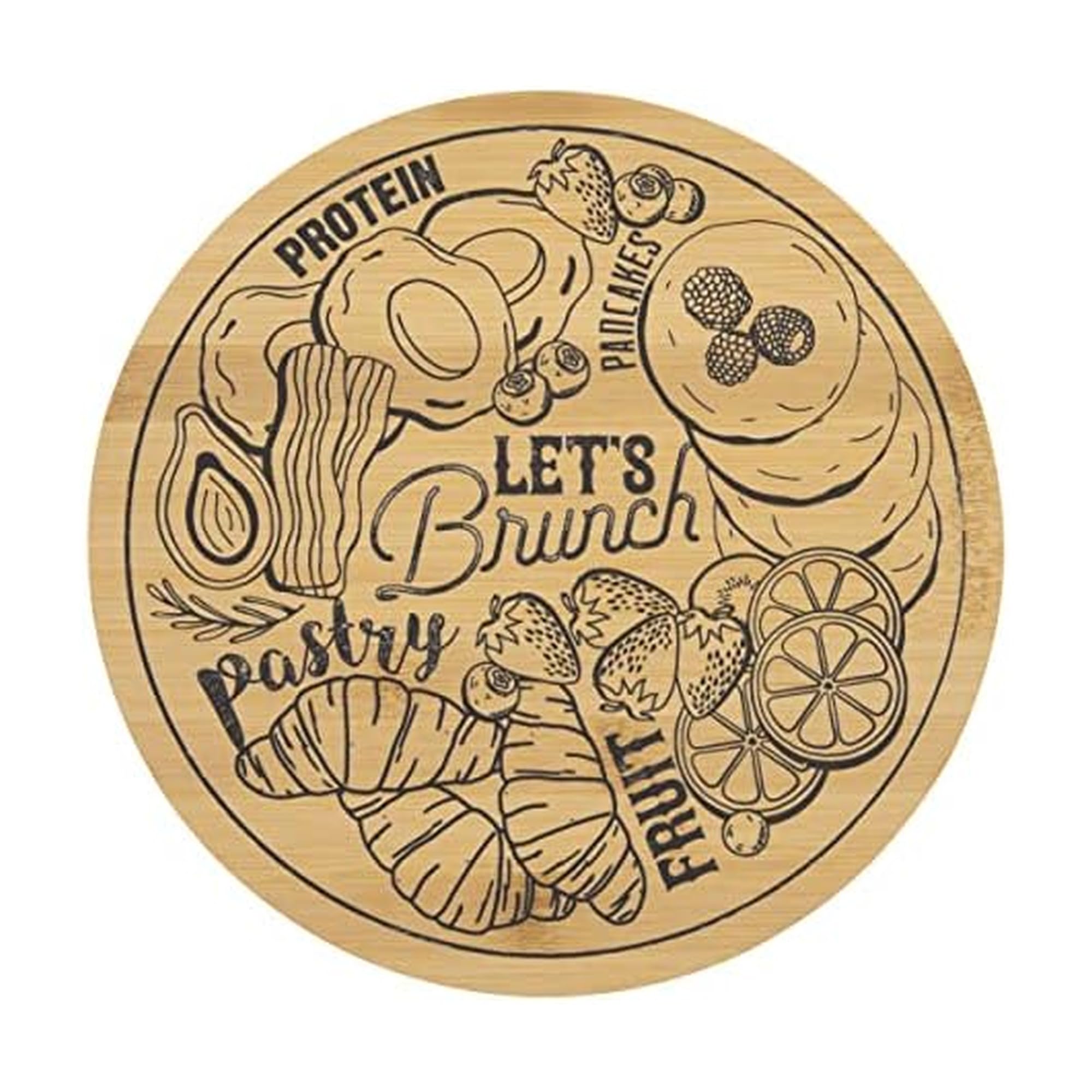 Copco Bamboo Lazy Susan Kitchen Turntable for Entertaining, Let's Brunch DIY Design, 10-Inch, Bamboo