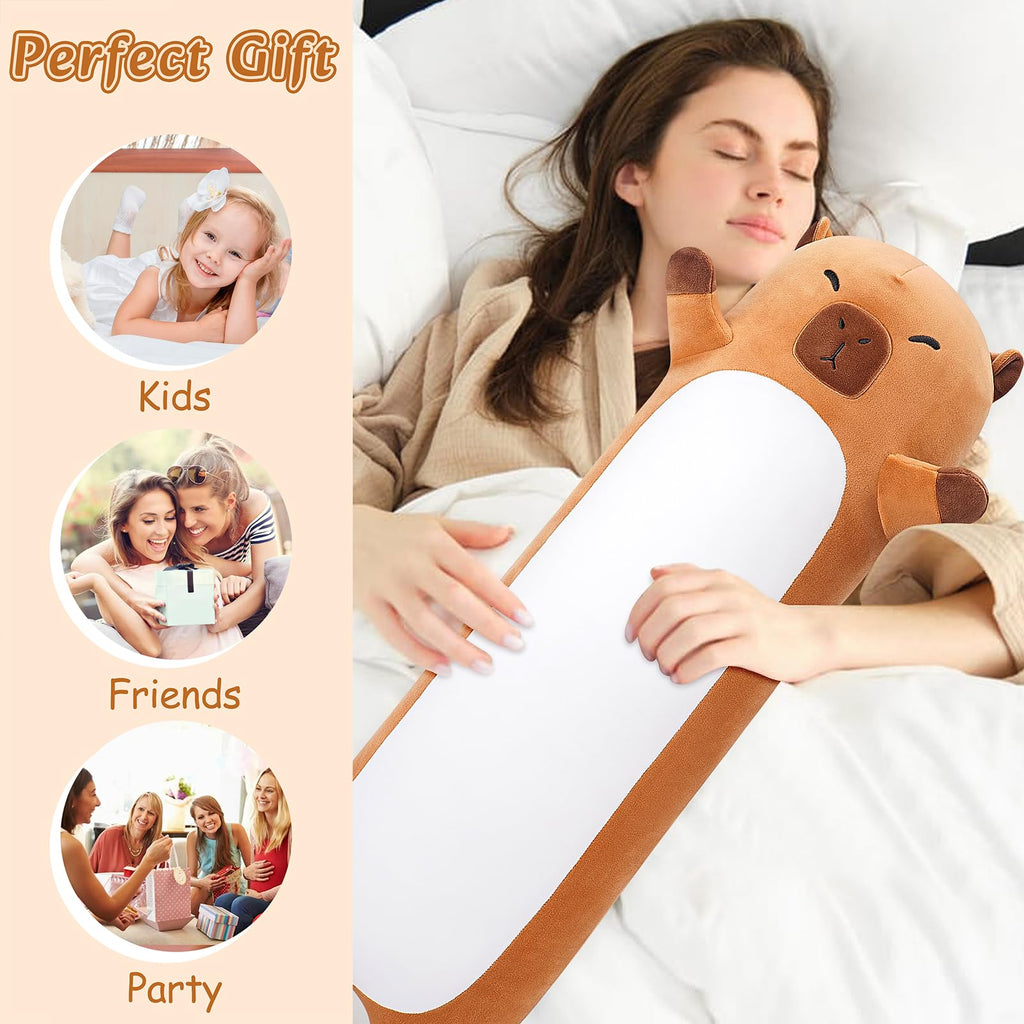 Sprinqdawin Large Capybara Stuffed Animal,33.5” Long Capybara Plush,Cute Plushies Animal Body Pillow,Kawaii Big Plush Toy Animals Gifts,Animals Sleeping Hug Pillow for Kids Adults Birthday