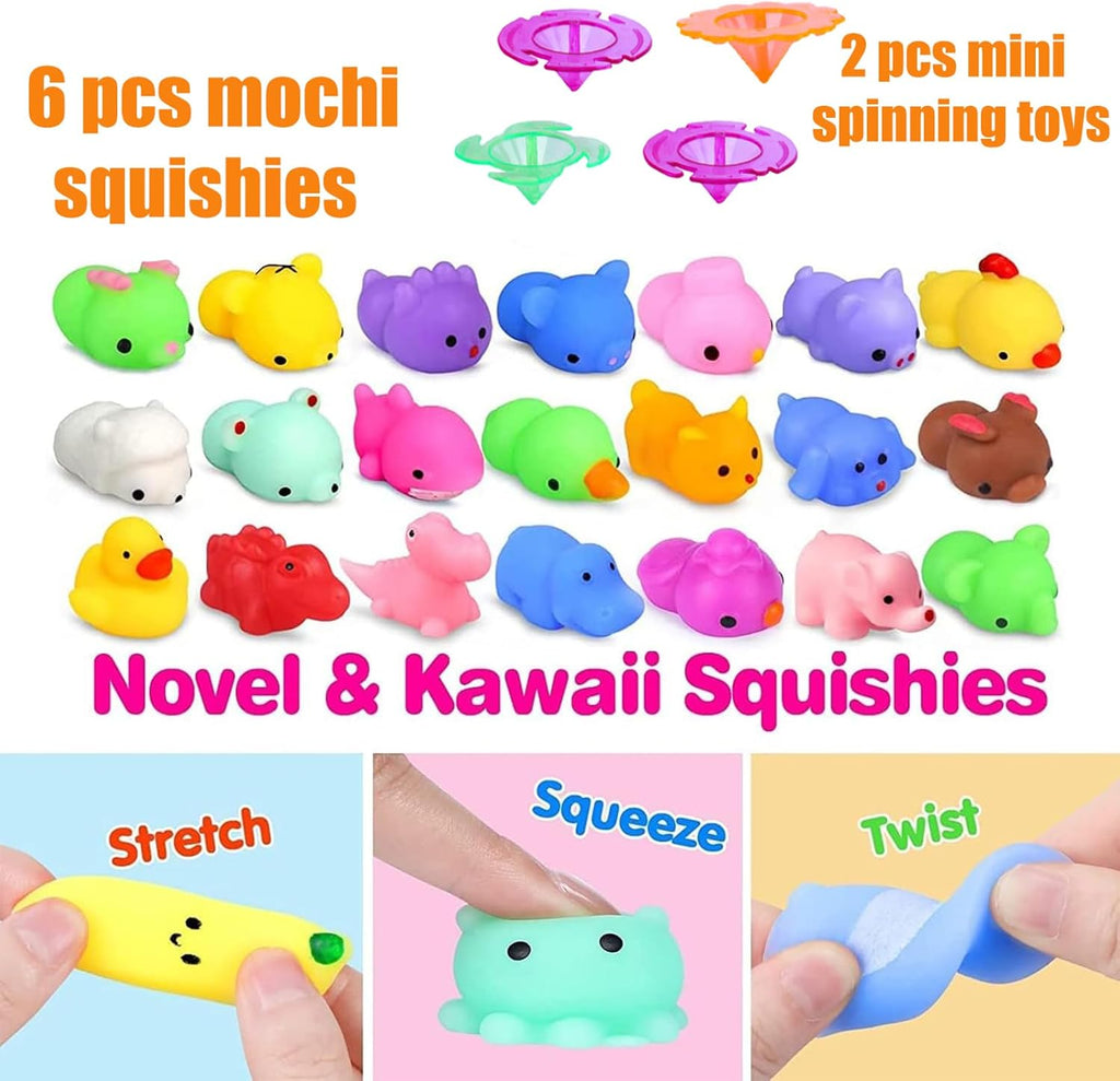 Pebatoor 124 PCS Pop Party Favors - Fidget Treasure Box Toys for Kids | Ideal for Goodie Bags & Pinata Fillers