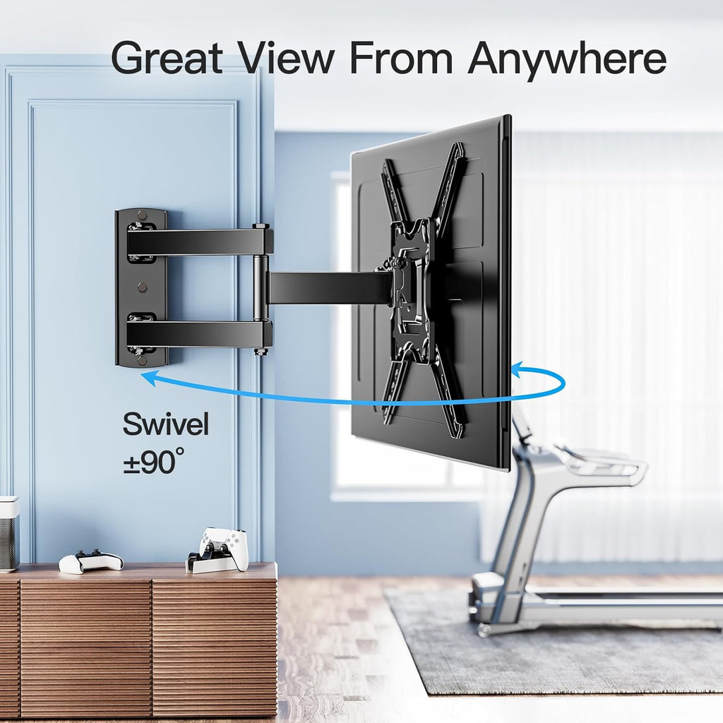 Perlesmith Full Motion TV Wall Mount - Fits 26-60 Inch Flat & Curved OLED TVs Up to 77lbs | Swivel, Tilt & Extend