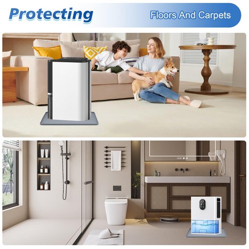 Dehumidifier Drip Pan, 18''x15'' Humidifier Drip Pan, Prevent Water Leakage and Protect Floor & Carpet, Non-Slip & Leak-Proof Silicone Mat with Raised Edge, for Under Dehumidifier and Humidifier Mat