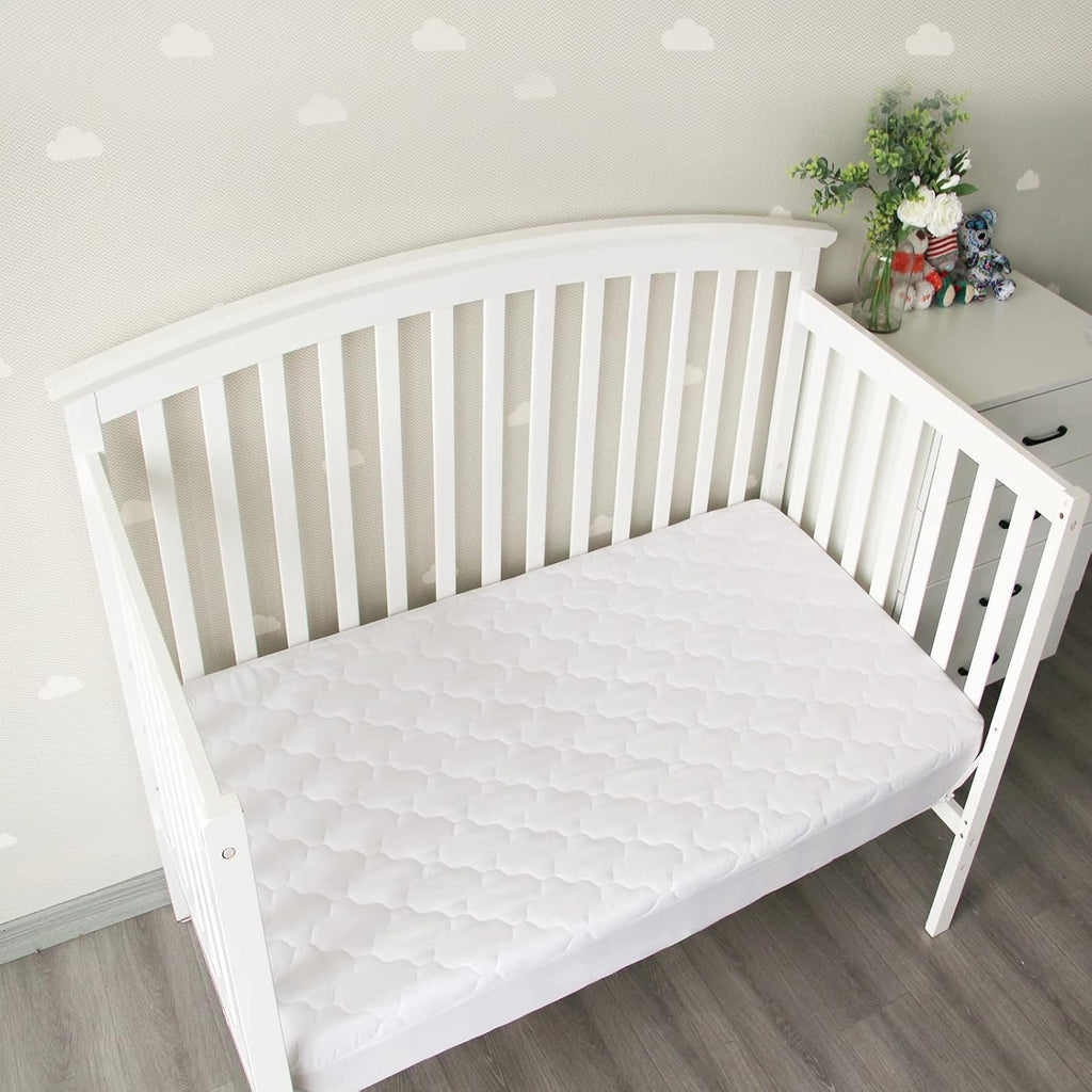 Regine Switzerland Crib Mattress Protector Sheets - 2 Pack Waterproof & Noiseless | 52" x 28" White & Gray