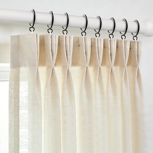 1.25 Inch Curtain Rings with Hooks, 30 Pack Black Metal Drapery Rings with Pins Hooks for Window Door Bathroom Shower Curtain
