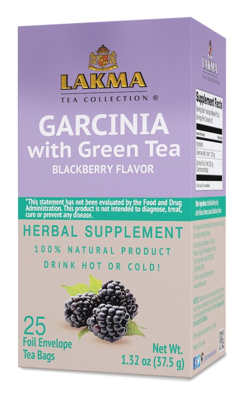 HYLEYS Lakma Garcinia Cambogia Green Tea with BlackBerry - 25 Tea Bags - (12 Pack - 300 Tea Bags Total)