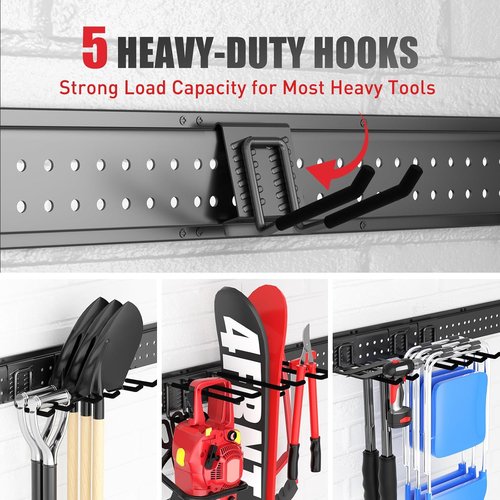 Garage Tool Organizer by [Brand Name] - Wall Mount 64 Inches with 13 Adjustable Hooks | Heavy-Duty Storage Rack