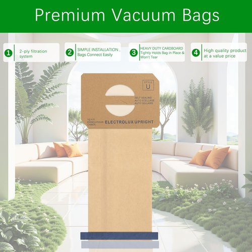 24 pack Upright Style U Vacuum Cleaner Bags made to fit for Electrolux.