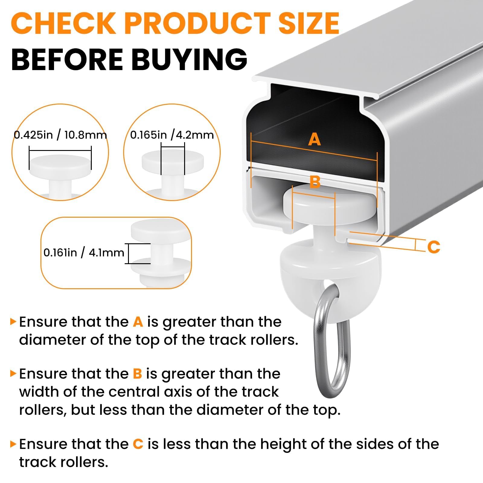 MARRTEUM 120 Pcs Shower Curtain Track Gliders & Curtain Hooks Set, Ceiling Mount Sliding Track S Shaped Metal Drapery Hooks and Plastic Rollers Sets for Drape Rails and Tracks