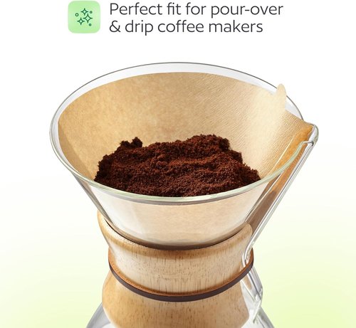 Cuisinart Unbleached Paper Coffee Filters - 100 Count for 8-12 Cup Makers | Ideal for Pour Over & Drip Coffee