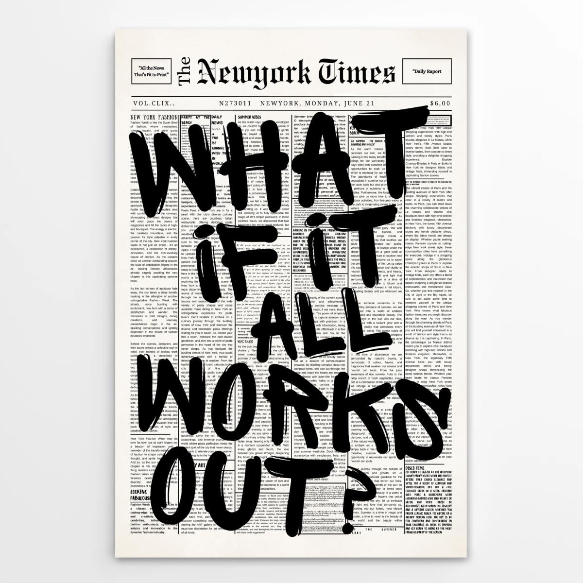 Trendy What If It All Works Out Poster - Black and White Inspirational Wall Art | Motivational Quote Print for Office or Bedroom - 16x24 Inch Unframed